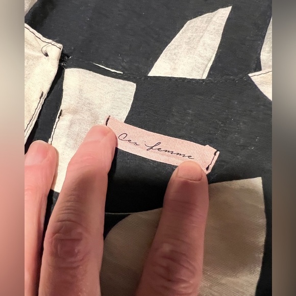 🛍️CES FEMME Black abstract print bat wing dress size M. - Picture 10 of 13